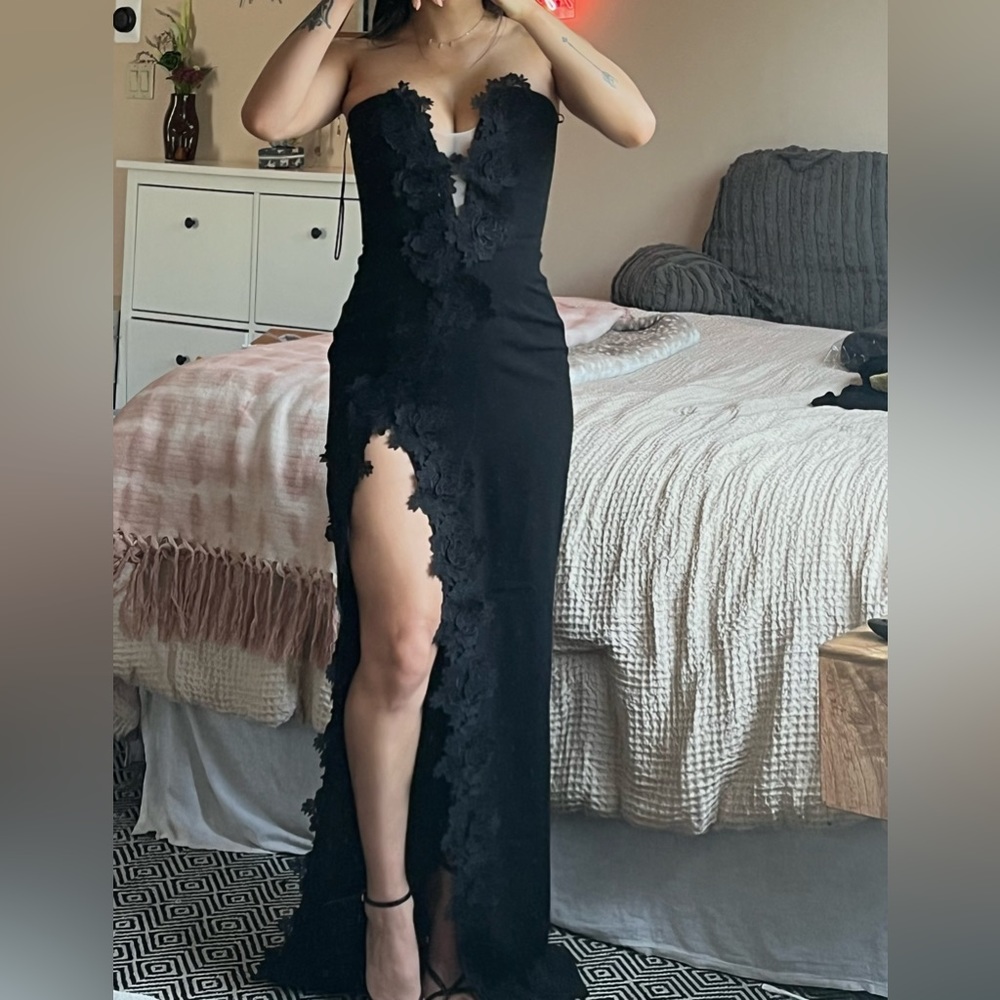 Black Strapless Gown by SauLee